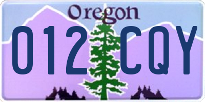OR license plate 012CQY
