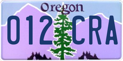 OR license plate 012CRA