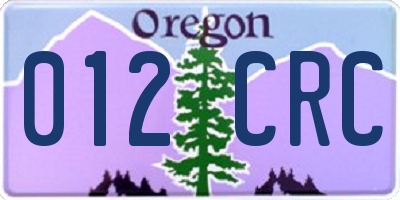 OR license plate 012CRC