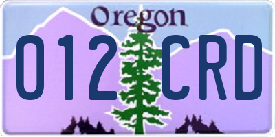 OR license plate 012CRD