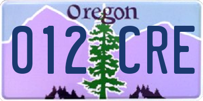 OR license plate 012CRE