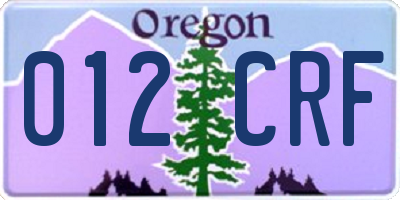 OR license plate 012CRF