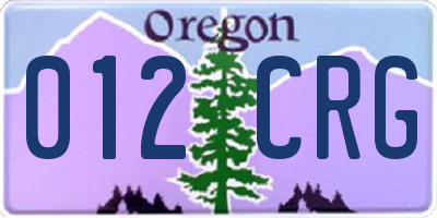 OR license plate 012CRG