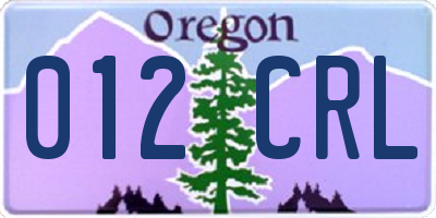 OR license plate 012CRL