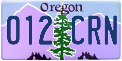 OR license plate 012CRN