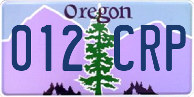 OR license plate 012CRP