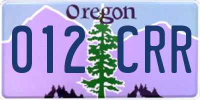 OR license plate 012CRR