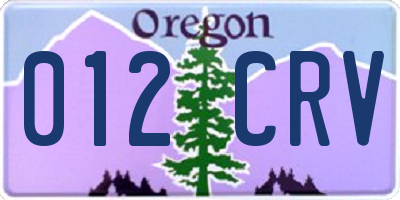 OR license plate 012CRV