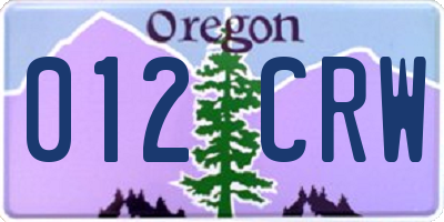 OR license plate 012CRW