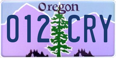 OR license plate 012CRY