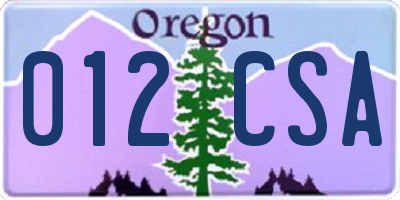 OR license plate 012CSA