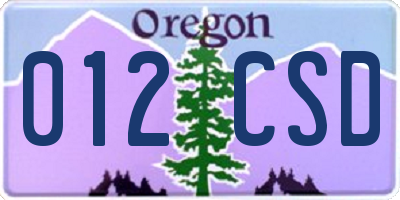 OR license plate 012CSD