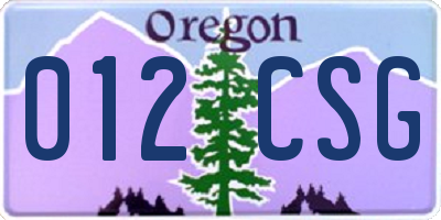 OR license plate 012CSG
