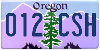 OR license plate 012CSH
