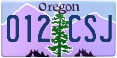 OR license plate 012CSJ