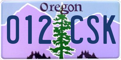 OR license plate 012CSK
