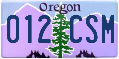 OR license plate 012CSM