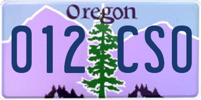 OR license plate 012CSO