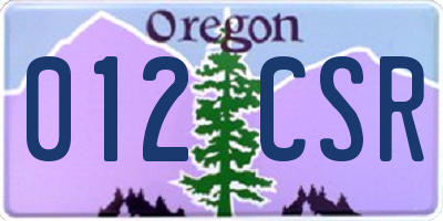 OR license plate 012CSR