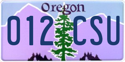OR license plate 012CSU