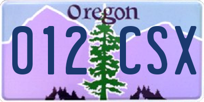 OR license plate 012CSX