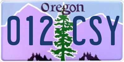 OR license plate 012CSY
