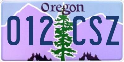 OR license plate 012CSZ