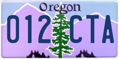 OR license plate 012CTA