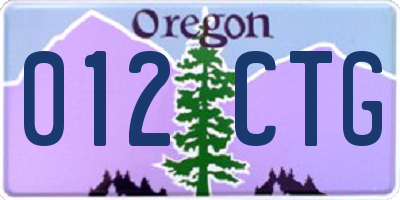 OR license plate 012CTG