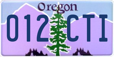 OR license plate 012CTI