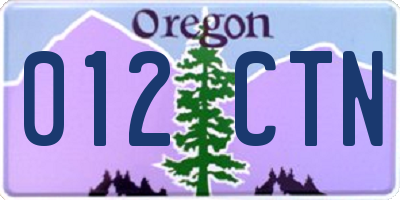 OR license plate 012CTN