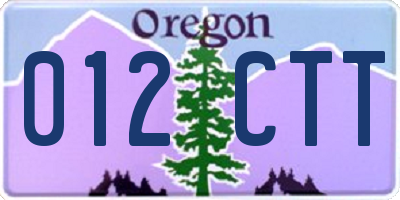 OR license plate 012CTT