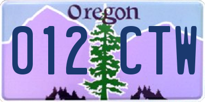 OR license plate 012CTW