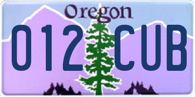 OR license plate 012CUB