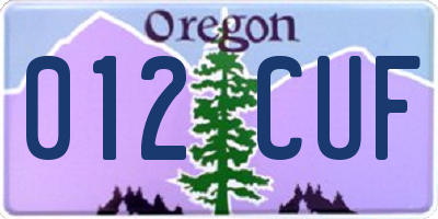 OR license plate 012CUF