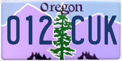 OR license plate 012CUK