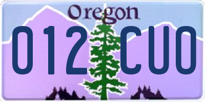 OR license plate 012CUO