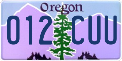 OR license plate 012CUU