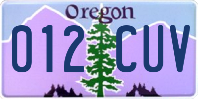 OR license plate 012CUV