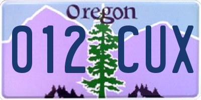 OR license plate 012CUX