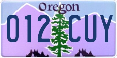 OR license plate 012CUY