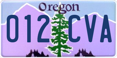 OR license plate 012CVA