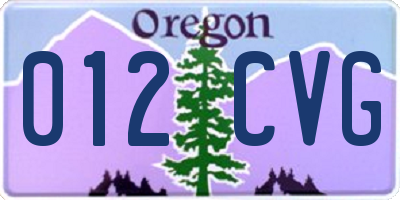OR license plate 012CVG