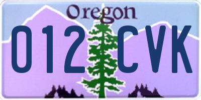OR license plate 012CVK