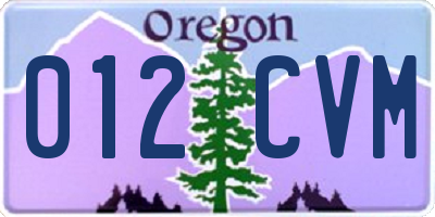 OR license plate 012CVM