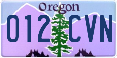 OR license plate 012CVN