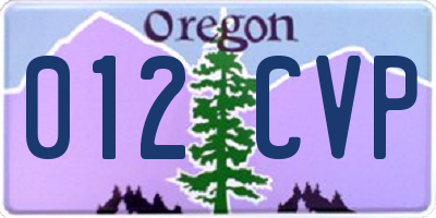 OR license plate 012CVP