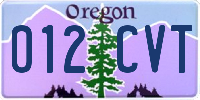 OR license plate 012CVT