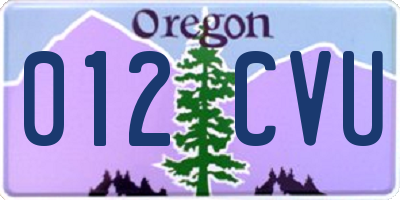 OR license plate 012CVU