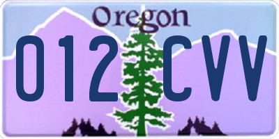 OR license plate 012CVV